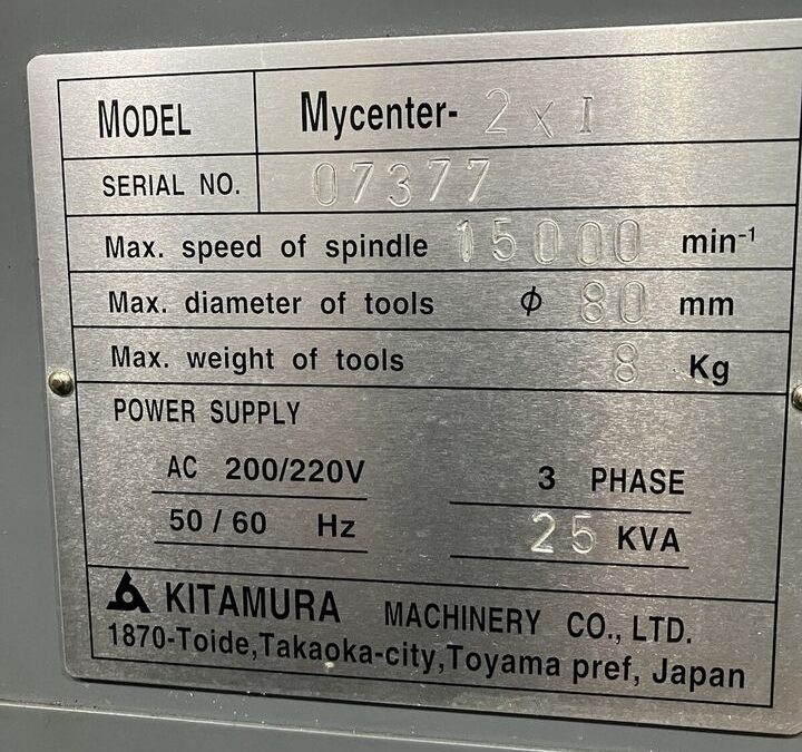 Kitamura Mycenter 2XI Sparkchanger CNC for sale 5